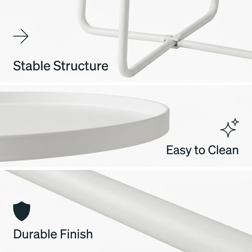 Modern Minimalist Plastic Table, Steel Legs - FLINT PLASTIC WH
