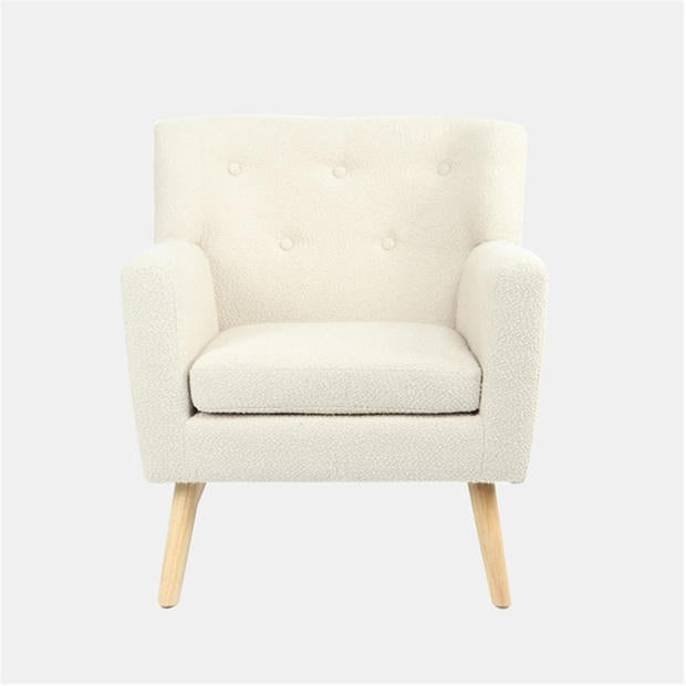 Modern Boucle Accent, Wooden Frame Chair - FOLMER BEIGE