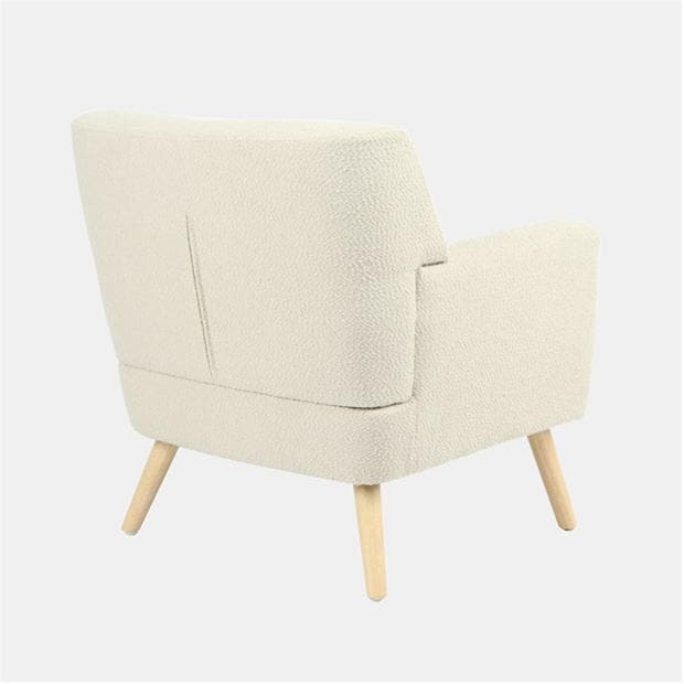Modern Boucle Accent, Wooden Frame Chair - FOLMER BEIGE