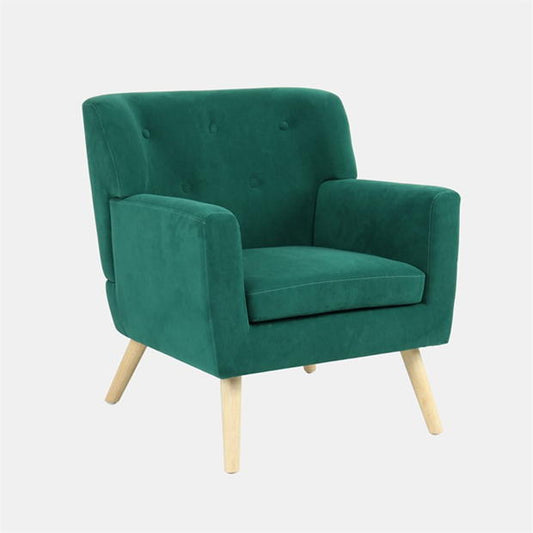 Modern Velvet Accent, Wooden Frame - FOLMER GREEN