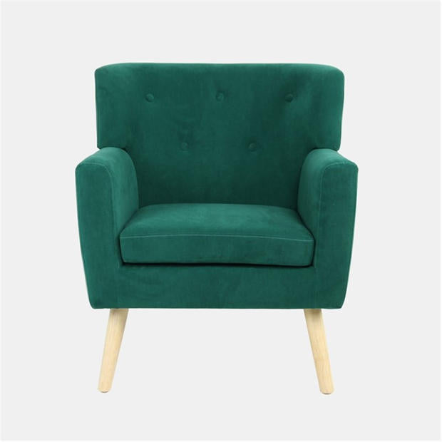 Modern Velvet Accent, Wooden Frame - FOLMER GREEN