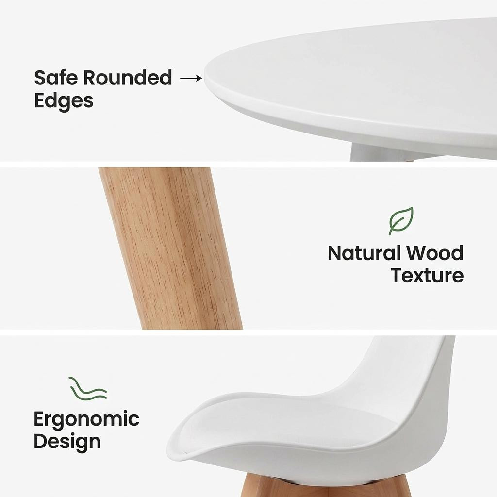 Modern White Dining Set, MDF & PU - Frankfurt Round Set
