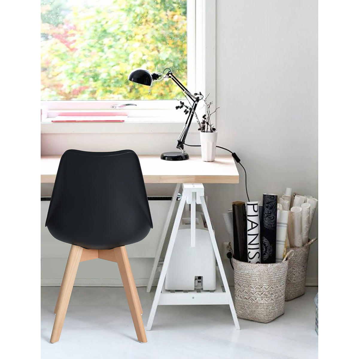 Modern Swivel Dining Chair, Beech Leg - FRANKFURT T BLACK