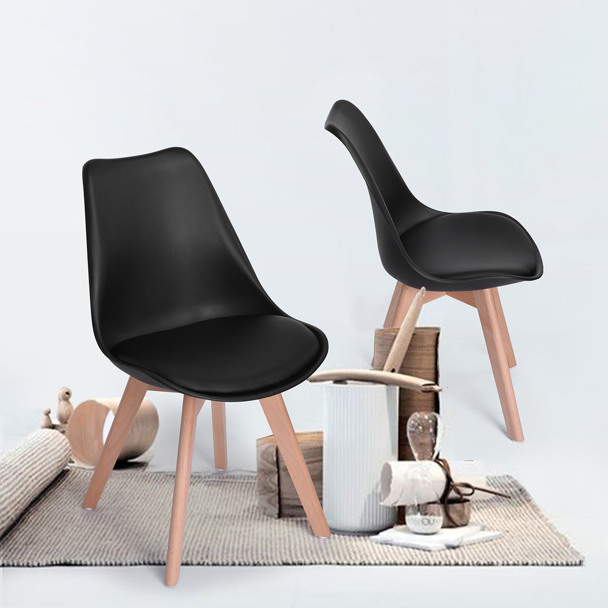 Modern Swivel Dining Chair, Beech Leg - FRANKFURT T BLACK