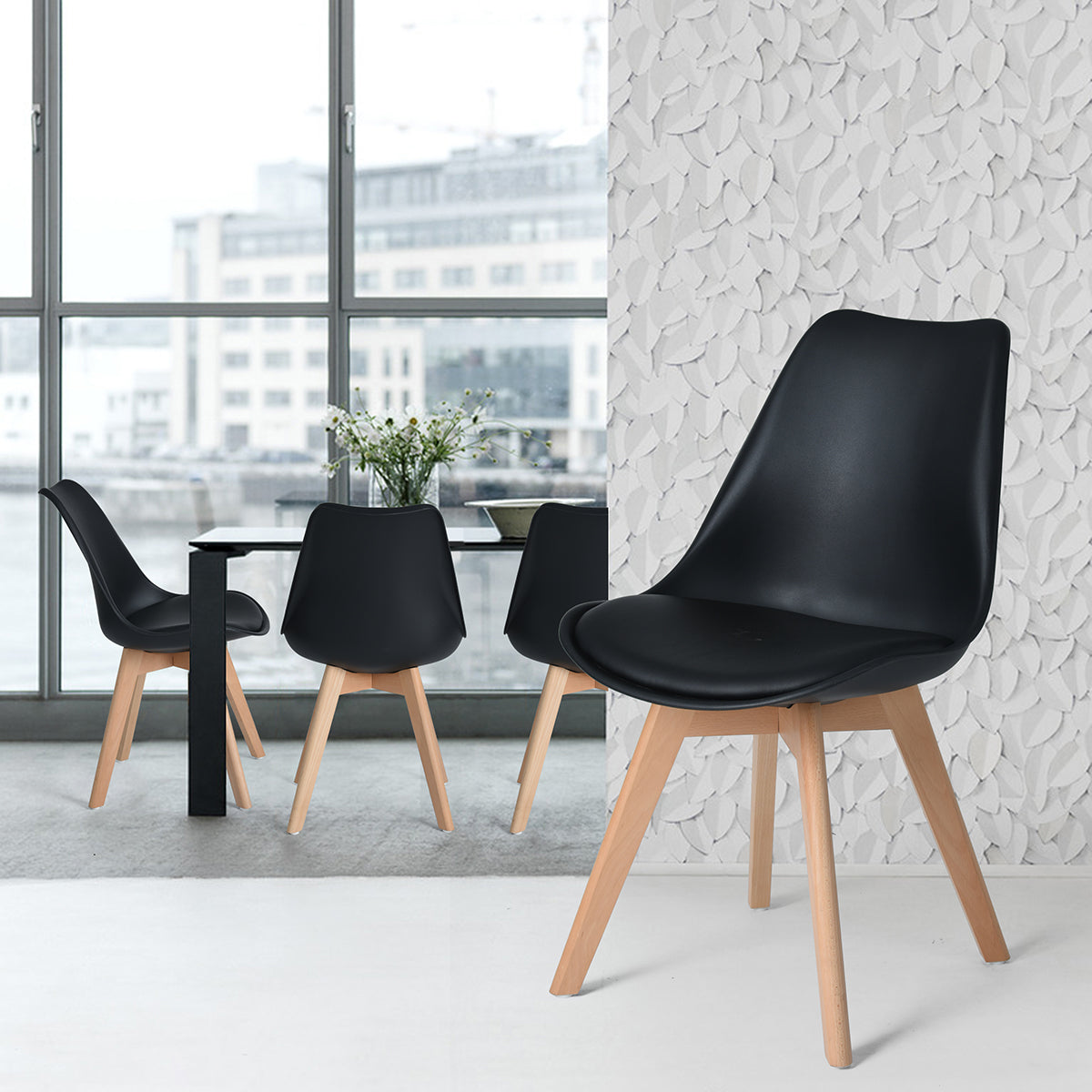 Modern Swivel Dining Chair, Beech Leg - FRANKFURT T BLACK