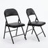 Modern Folding Iron Chair, Space-Saving Design - FRIEDA DOUBLE H BLACK