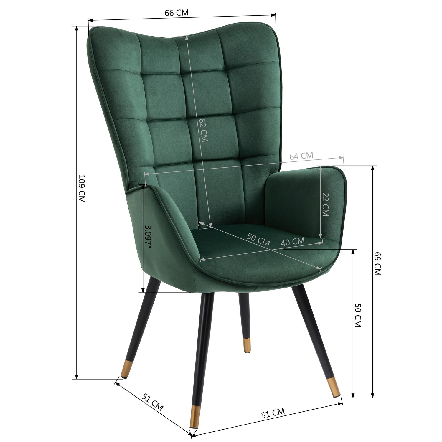 Funkel Black Gold Leg Accent Chair