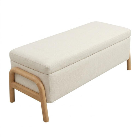 Modern Storage Ottoman, Fabric Upholstery & Wood Legs - Fletcher Storage Ottoman