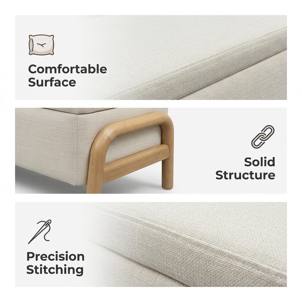 Modern Storage Ottoman, Fabric Upholstery & Wood Legs - Fletcher Storage Ottoman