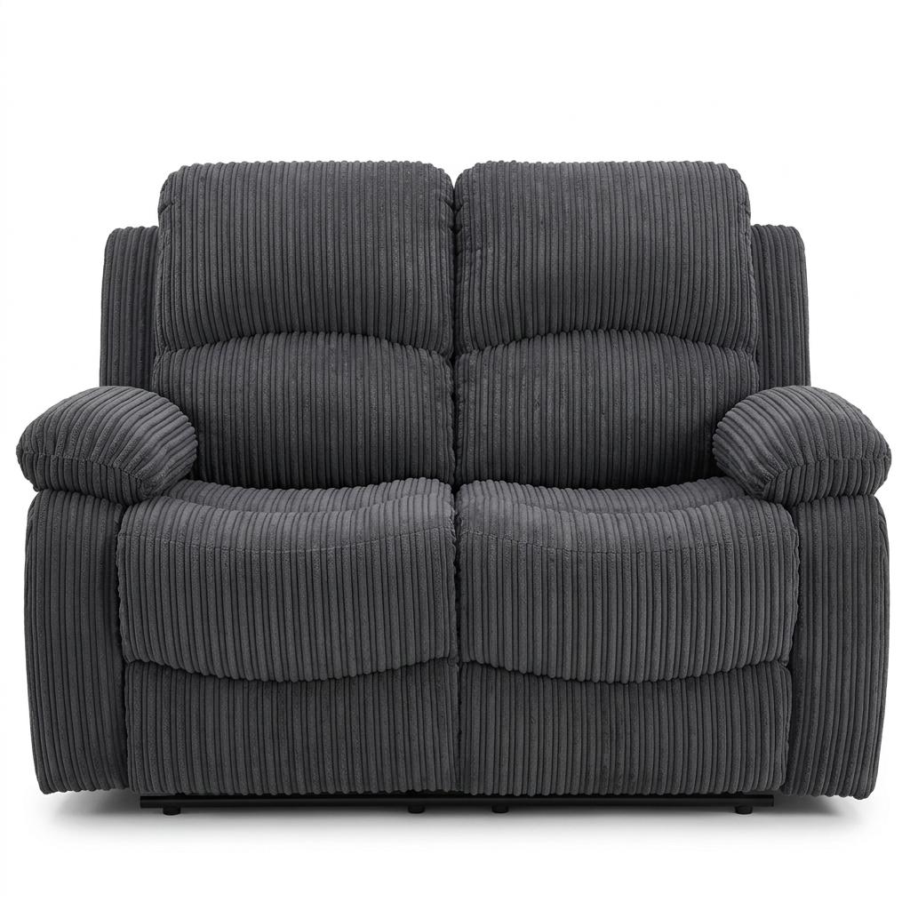 Modern Recliner Sofa, Grey Fabric Comfort - GASTA Double Seater
