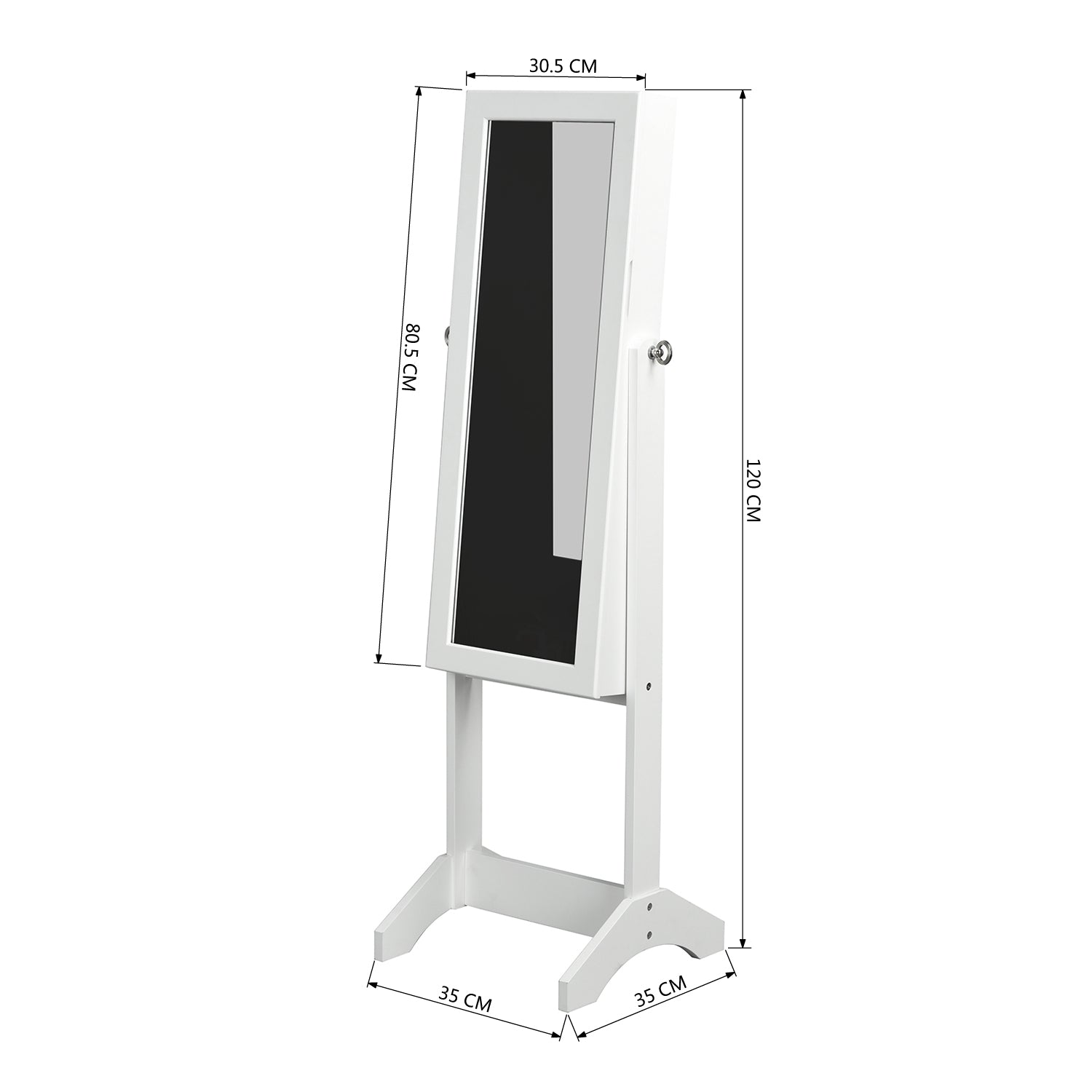 Modern Mirrored Cabinet, MDF & Glass - GODRIC WHITE