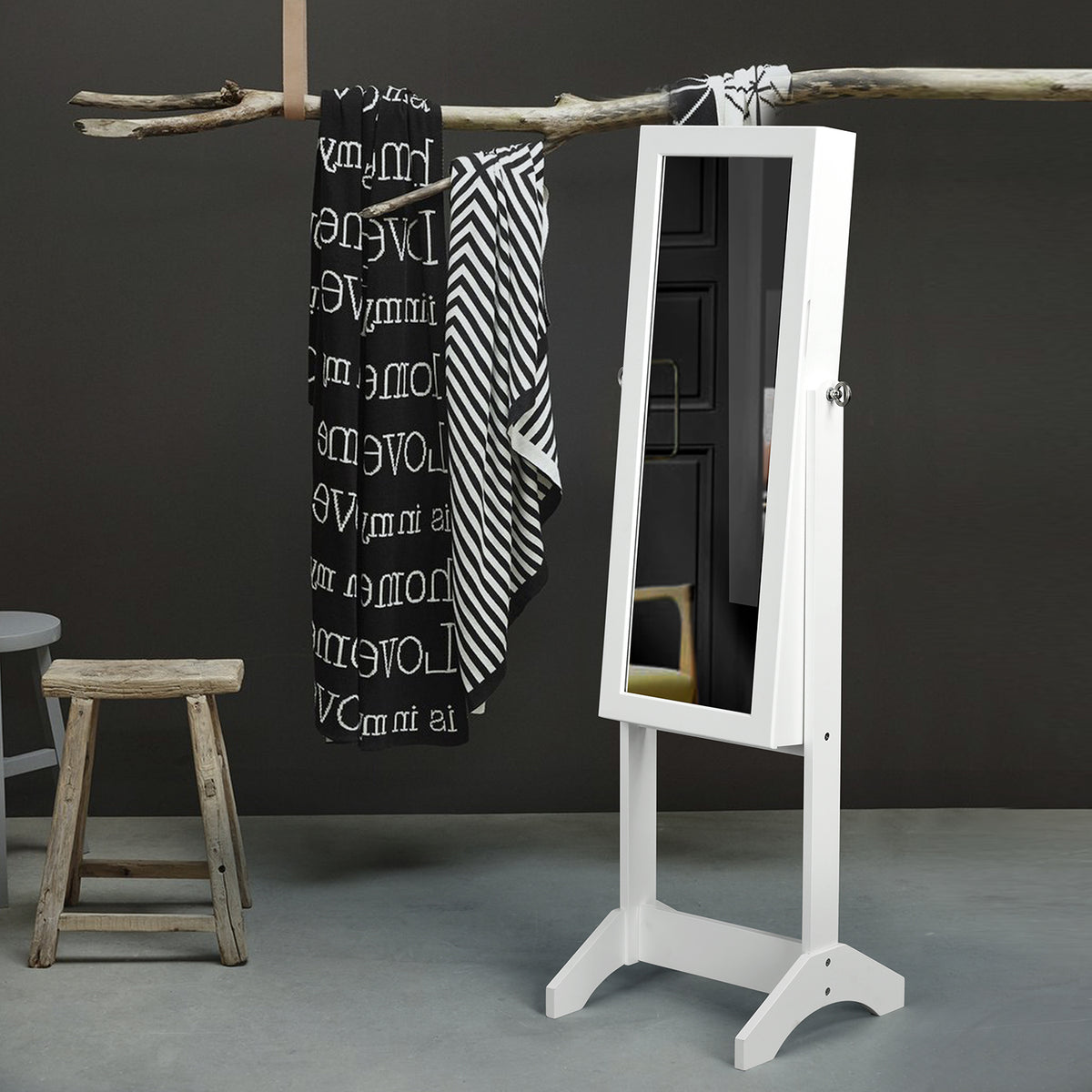 Modern Mirrored Cabinet, MDF & Glass - GODRIC WHITE