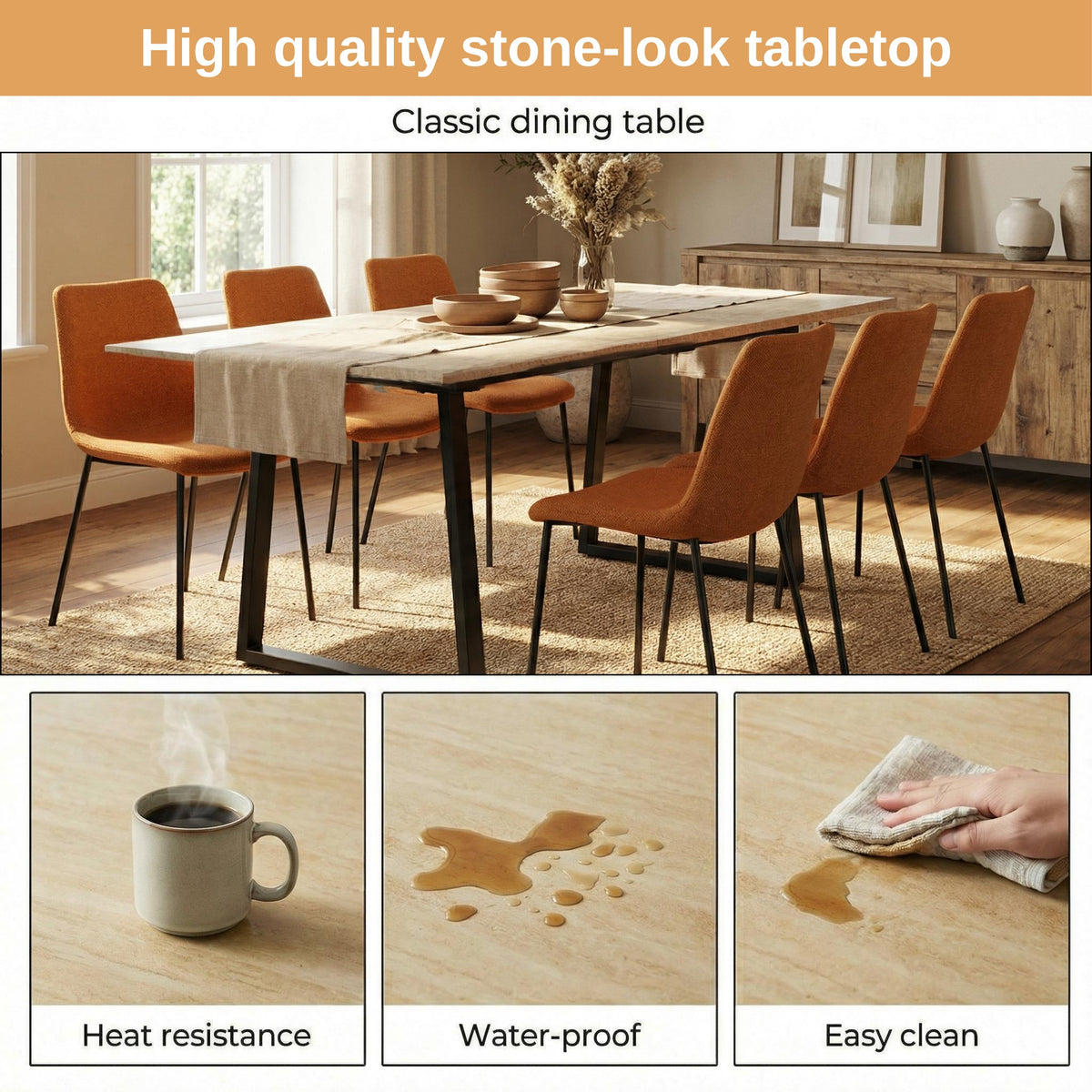 GRORROD TRAVERTINE. - Yellow Travertine Extendable Effect Dining Table