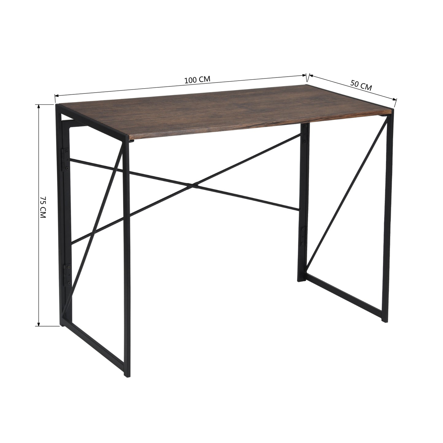 Modern Foldable Steel Frame Desk - HARPER BLACK DESK 110CM