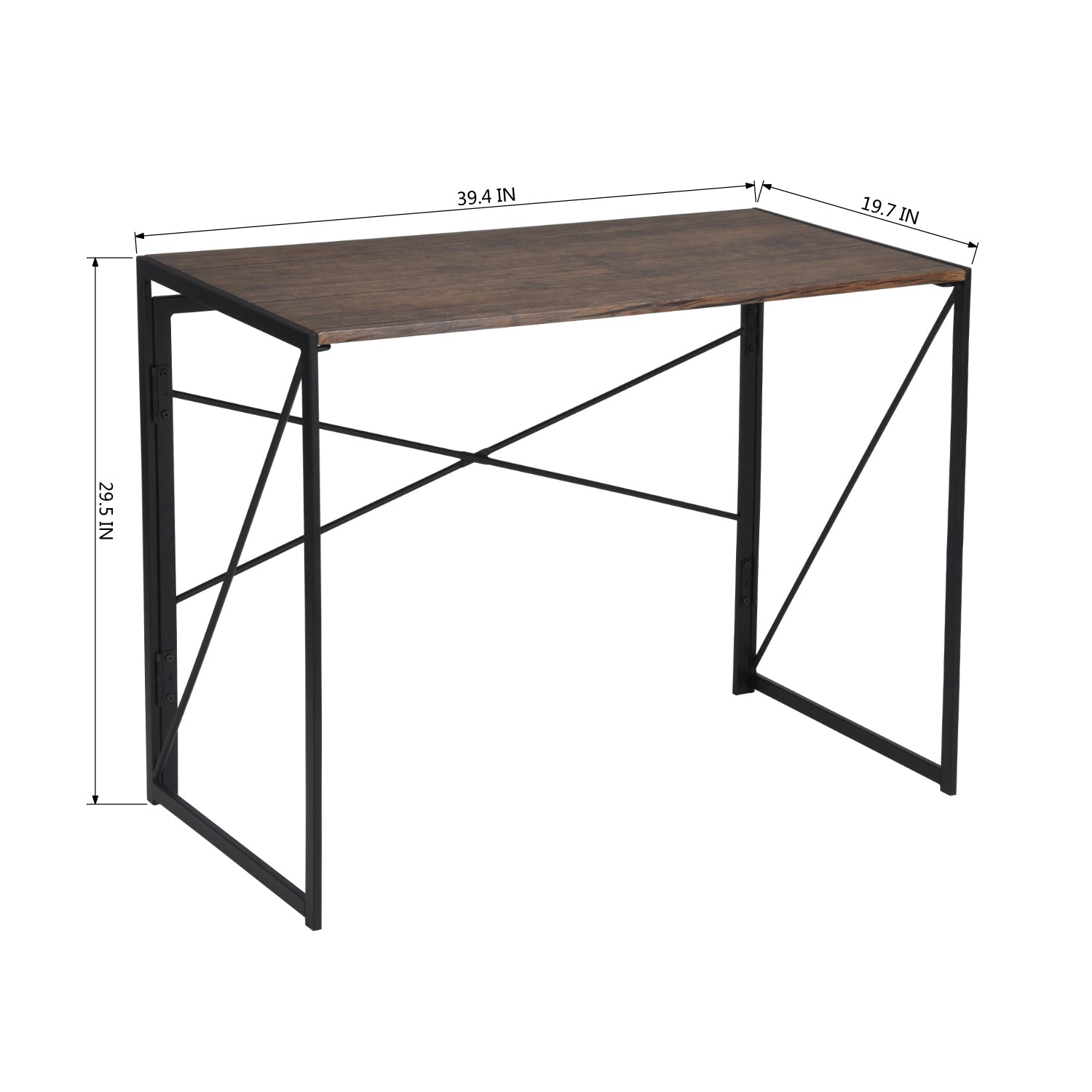 Modern Foldable Steel Frame Desk - HARPER BLACK DESK 110CM