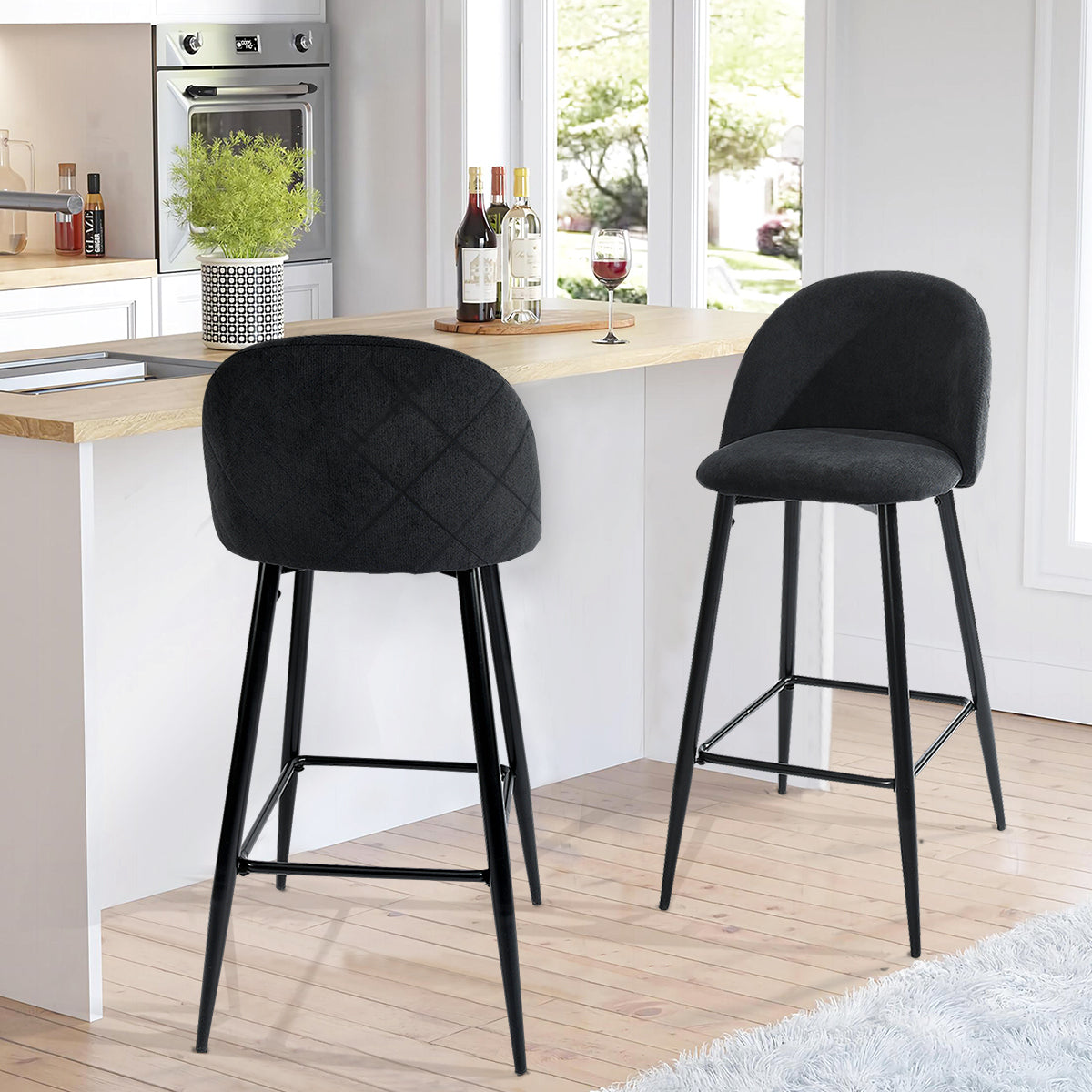 Haseeb Terry Black Bar Stool