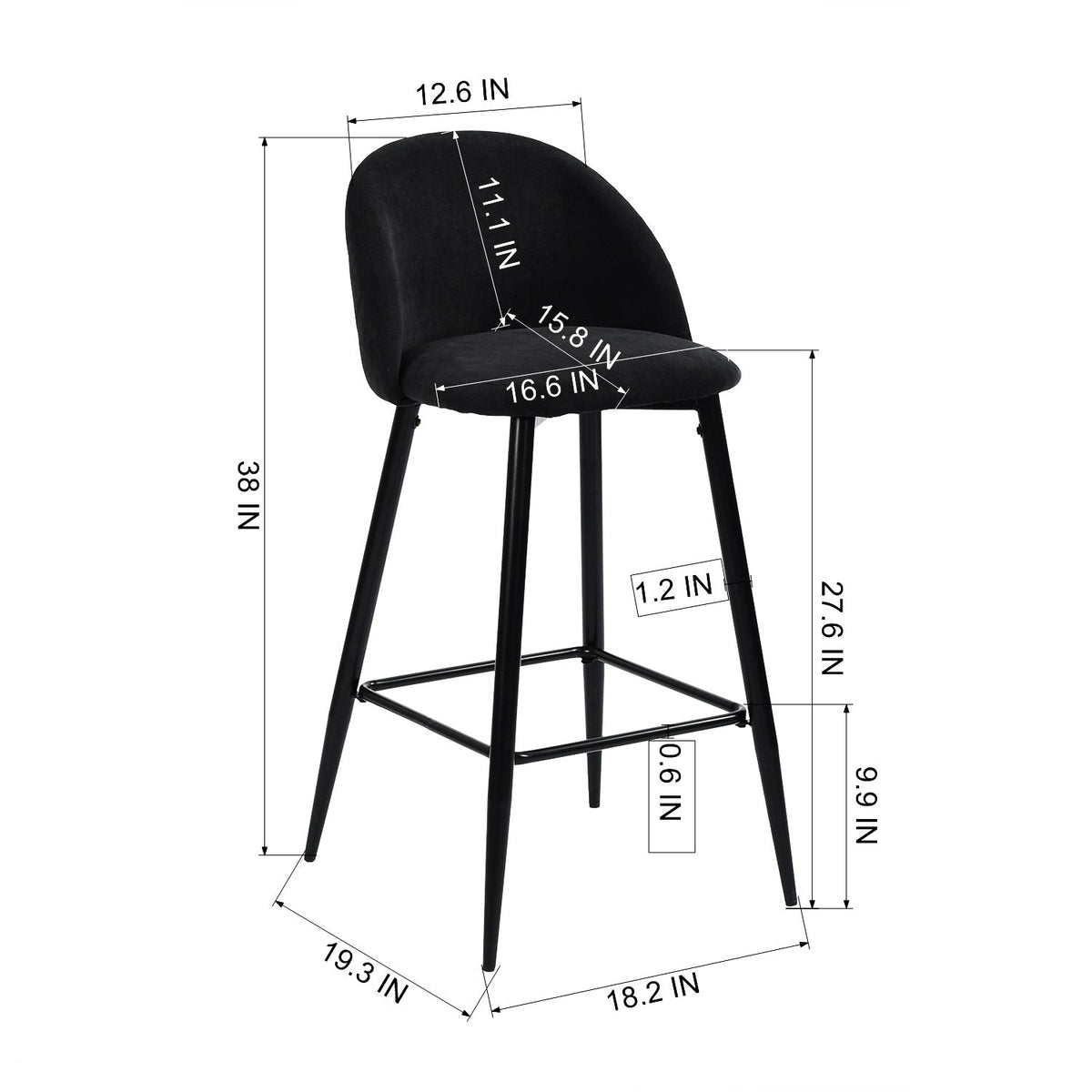 Haseeb Terry Black Bar Stool