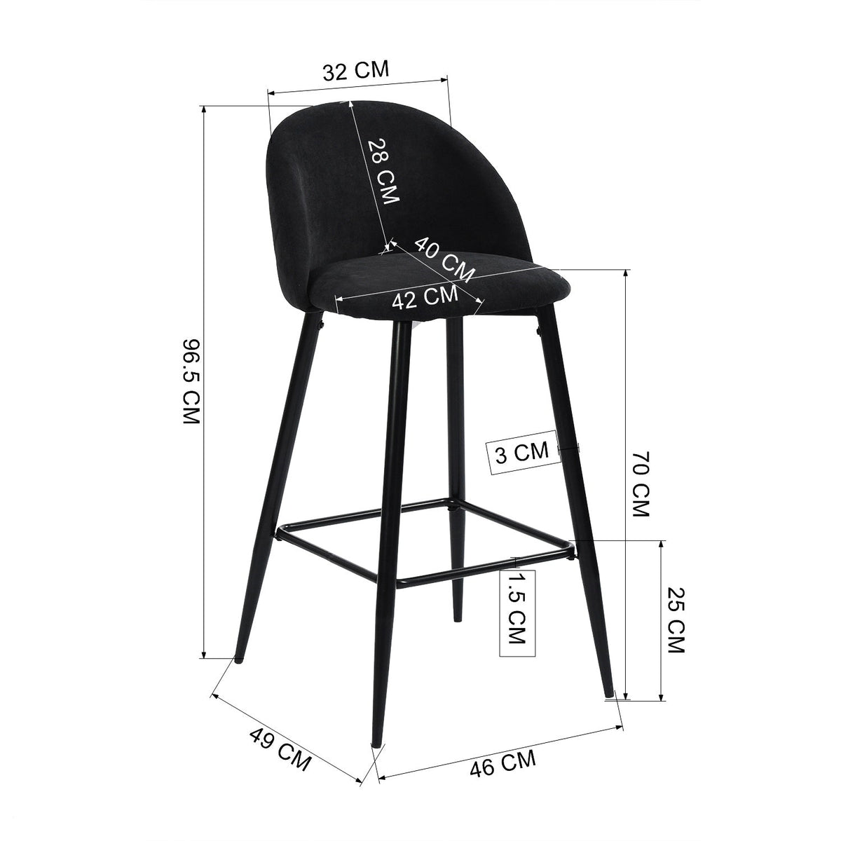Haseeb Terry Black Bar Stool