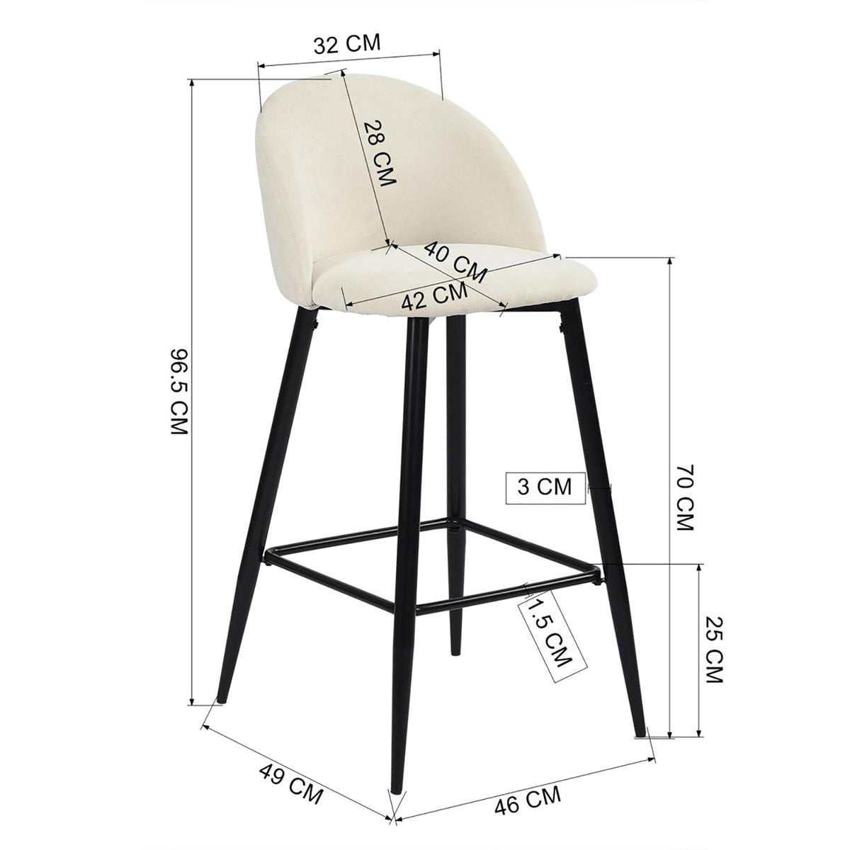 Haseeb Terry Black Bar Stool