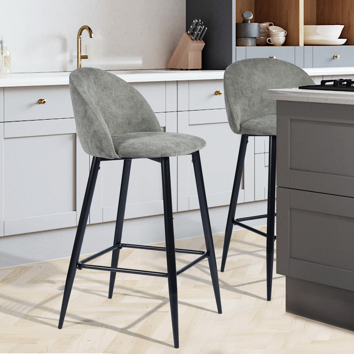 Haseeb Terry Black Bar Stool