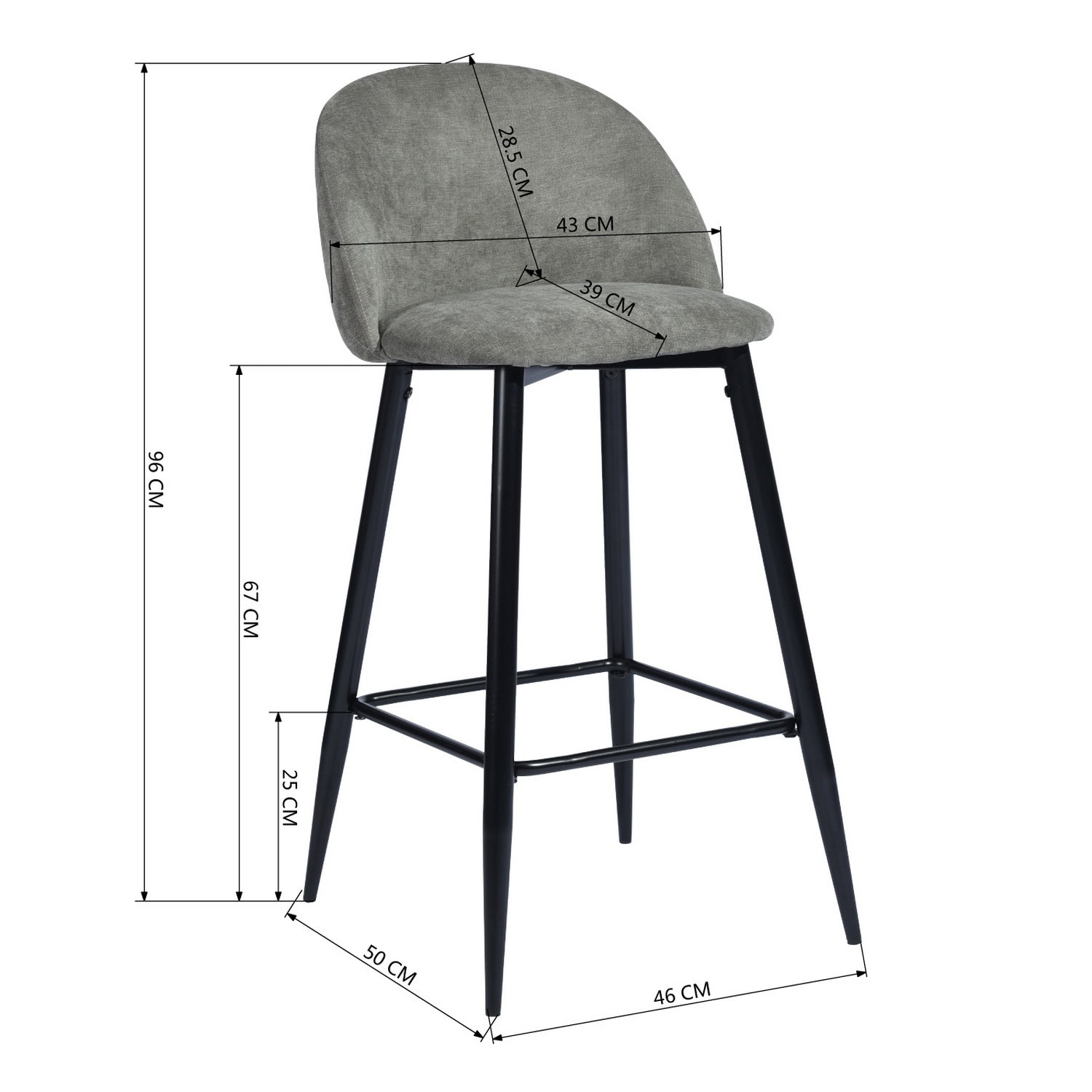 Haseeb Terry Black Bar Stool