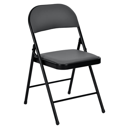 Modern Folding Chair, Grey PVC & Metal - FAIR PVC CHILI RED 6 PCS GREY