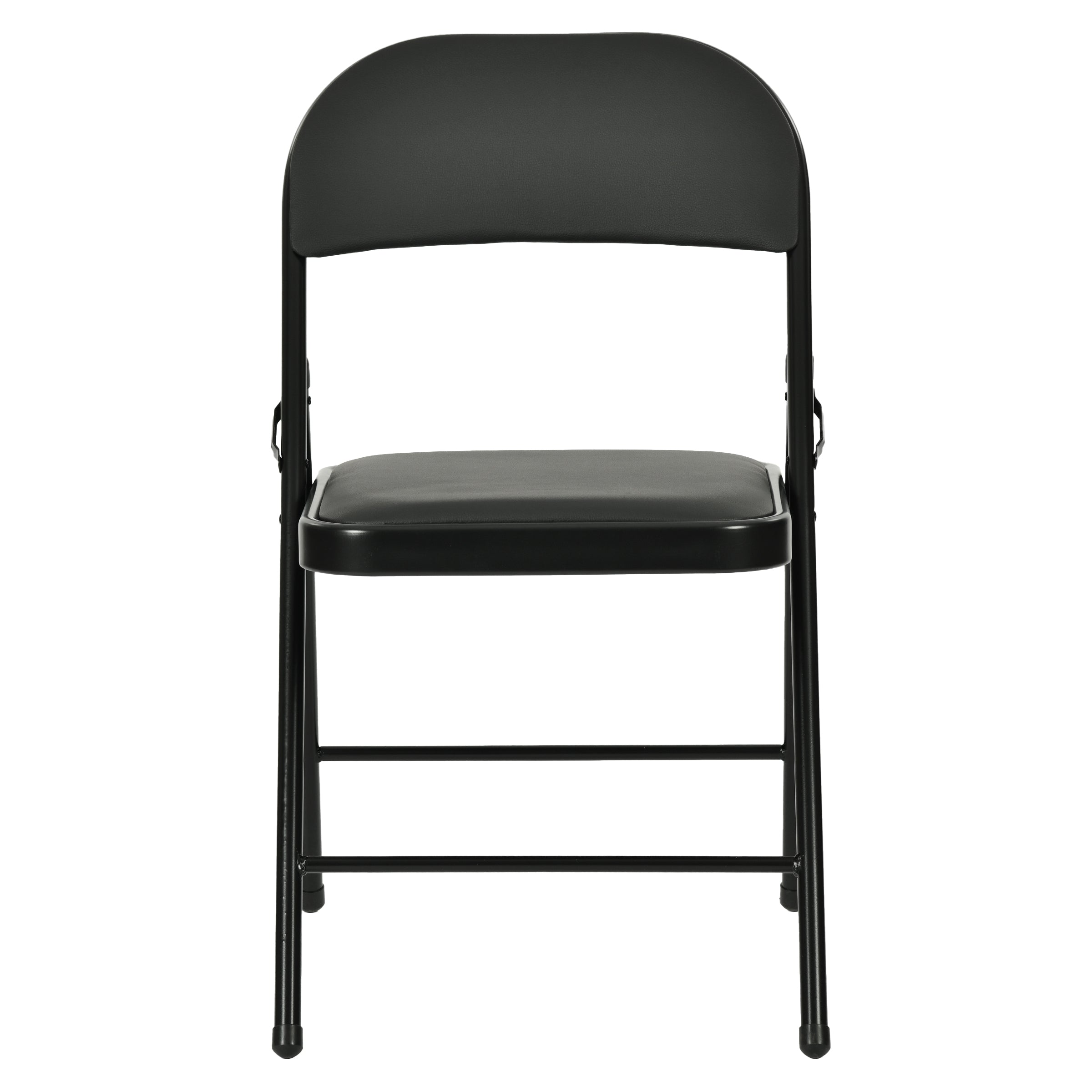 Modern Folding Chair, Black PVC & Metal, 6 PCS Set - FAIR PVC CHILI RED