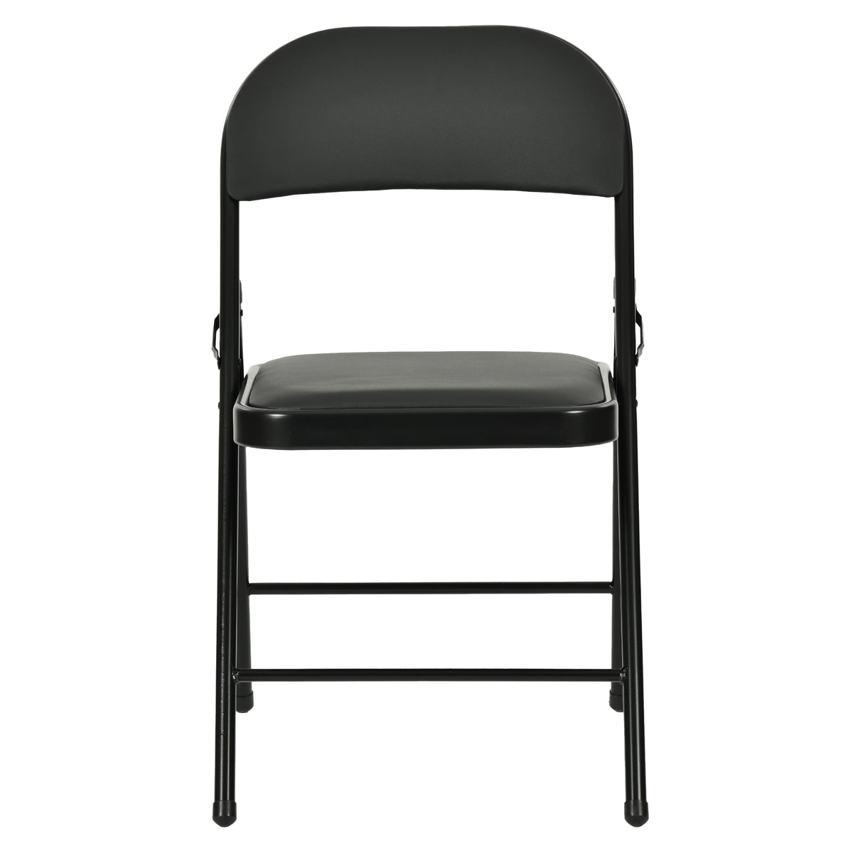 Modern Folding Chair, Black PVC & Metal, 6 PCS Set - FAIR PVC CHILI RED