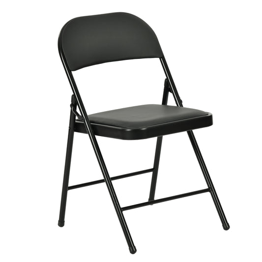 Modern Folding Chair, Black PVC & Metal, 6 PCS Set - FAIR PVC CHILI RED