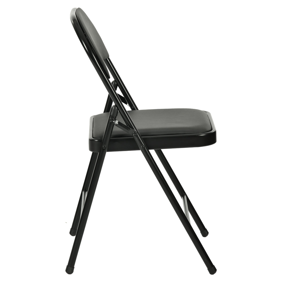 Modern Folding Chair, Black PVC & Metal, 6 PCS Set - FAIR PVC CHILI RED