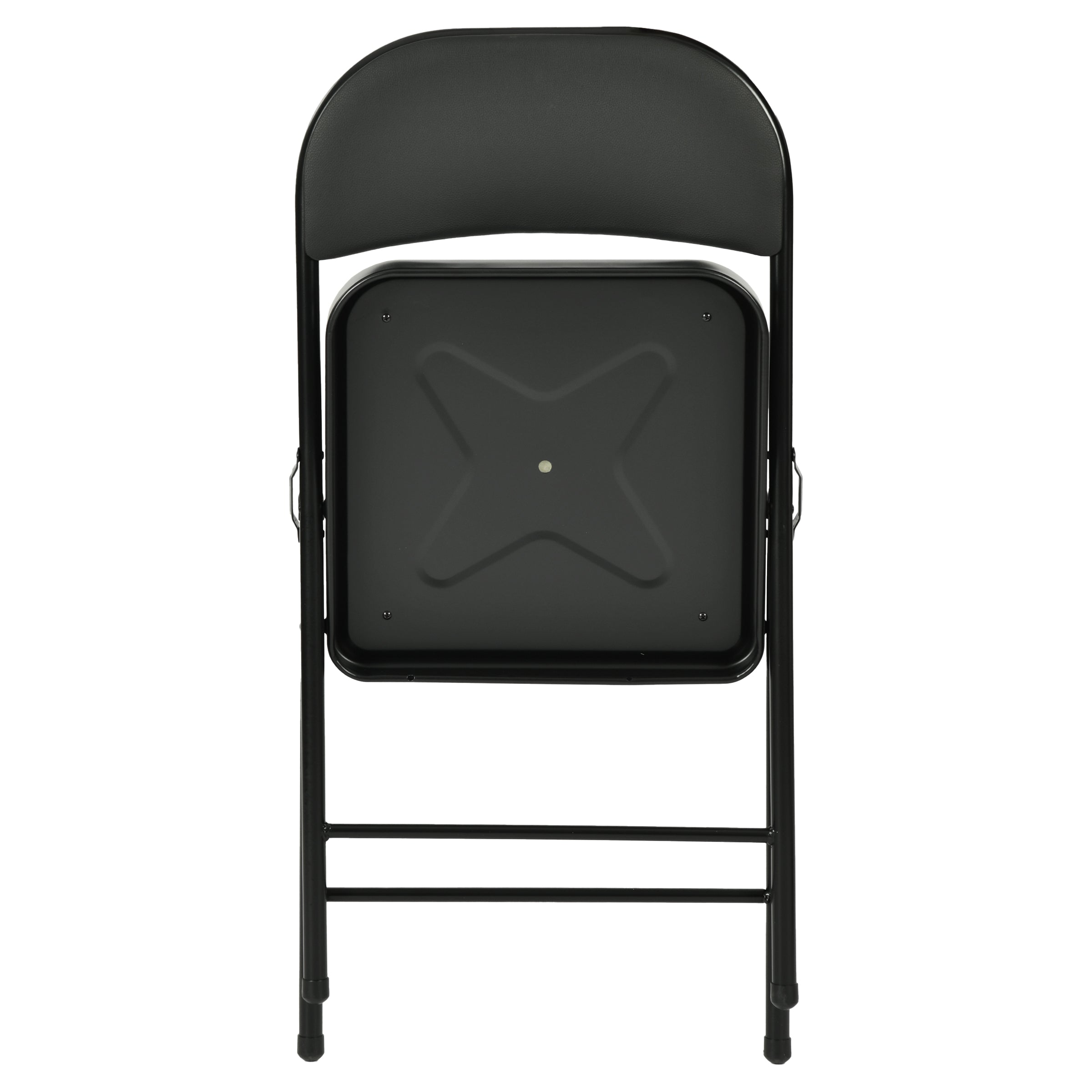 Modern Folding Chair, Black PVC & Metal, 6 PCS Set - FAIR PVC CHILI RED