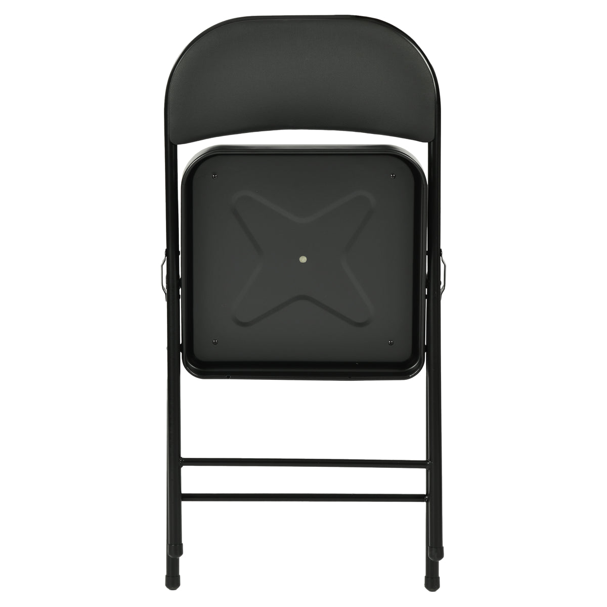 Modern Folding Chair, Black PVC & Metal, 6 PCS Set - FAIR PVC CHILI RED