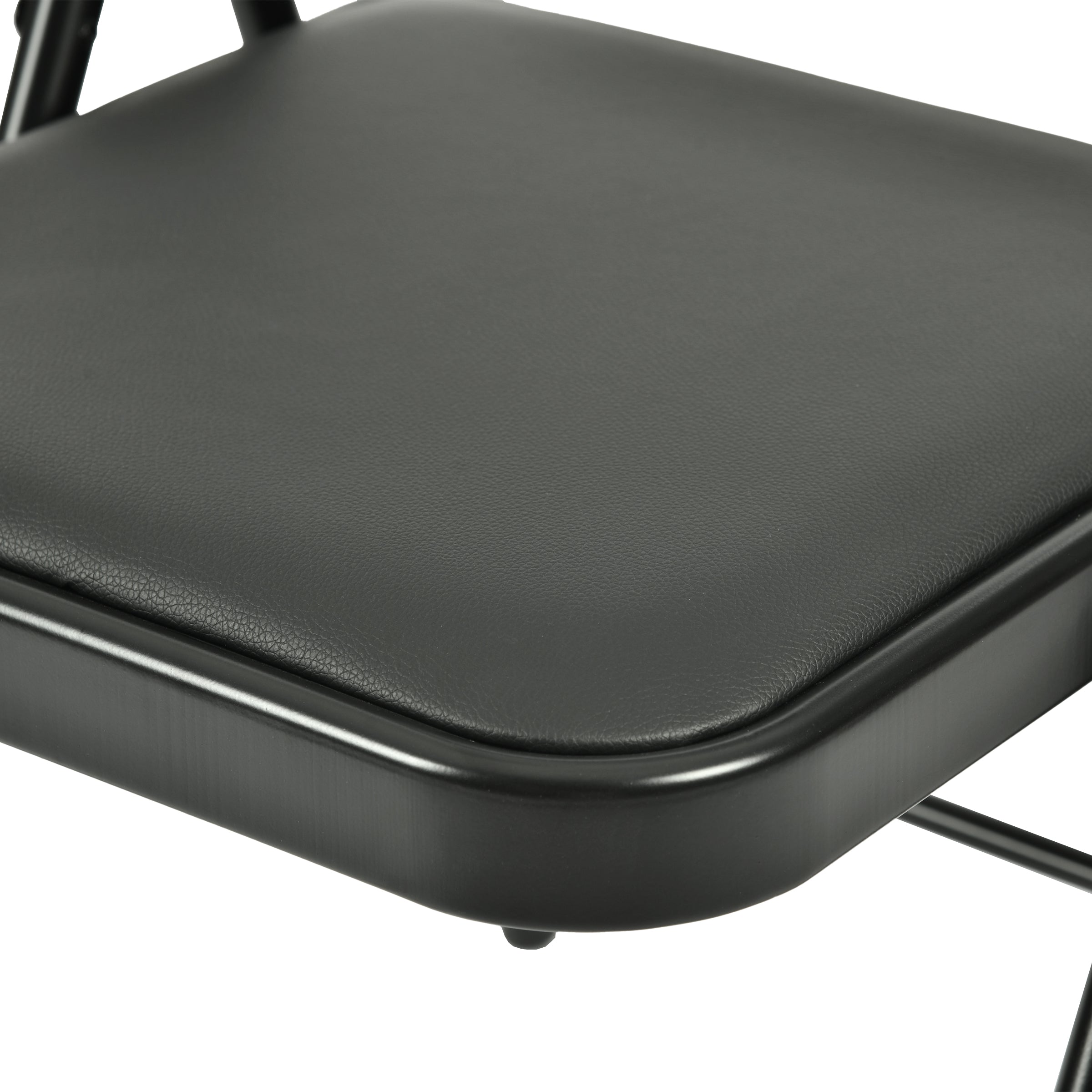 Modern Folding Chair, Black PVC & Metal, 6 PCS Set - FAIR PVC CHILI RED