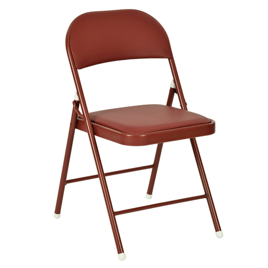 Modern Folding Metal Chair, PVC Soft Seat – FAIR PVC CHILI RED 6 PCS