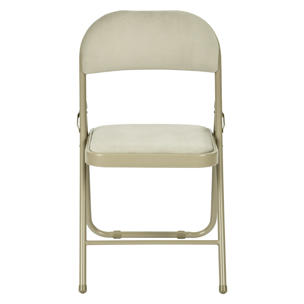 Modern Velvet Folding Chair, Metal Frame - FAIR VELVET BEIGE