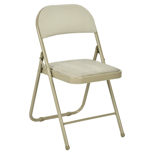 Modern Velvet Folding Chair, Metal Frame - FAIR VELVET BEIGE