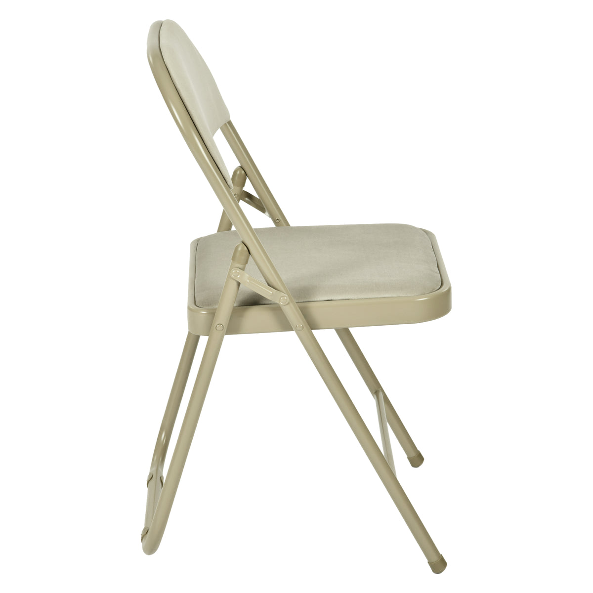 Modern Velvet Folding Chair, Metal Frame - FAIR VELVET BEIGE