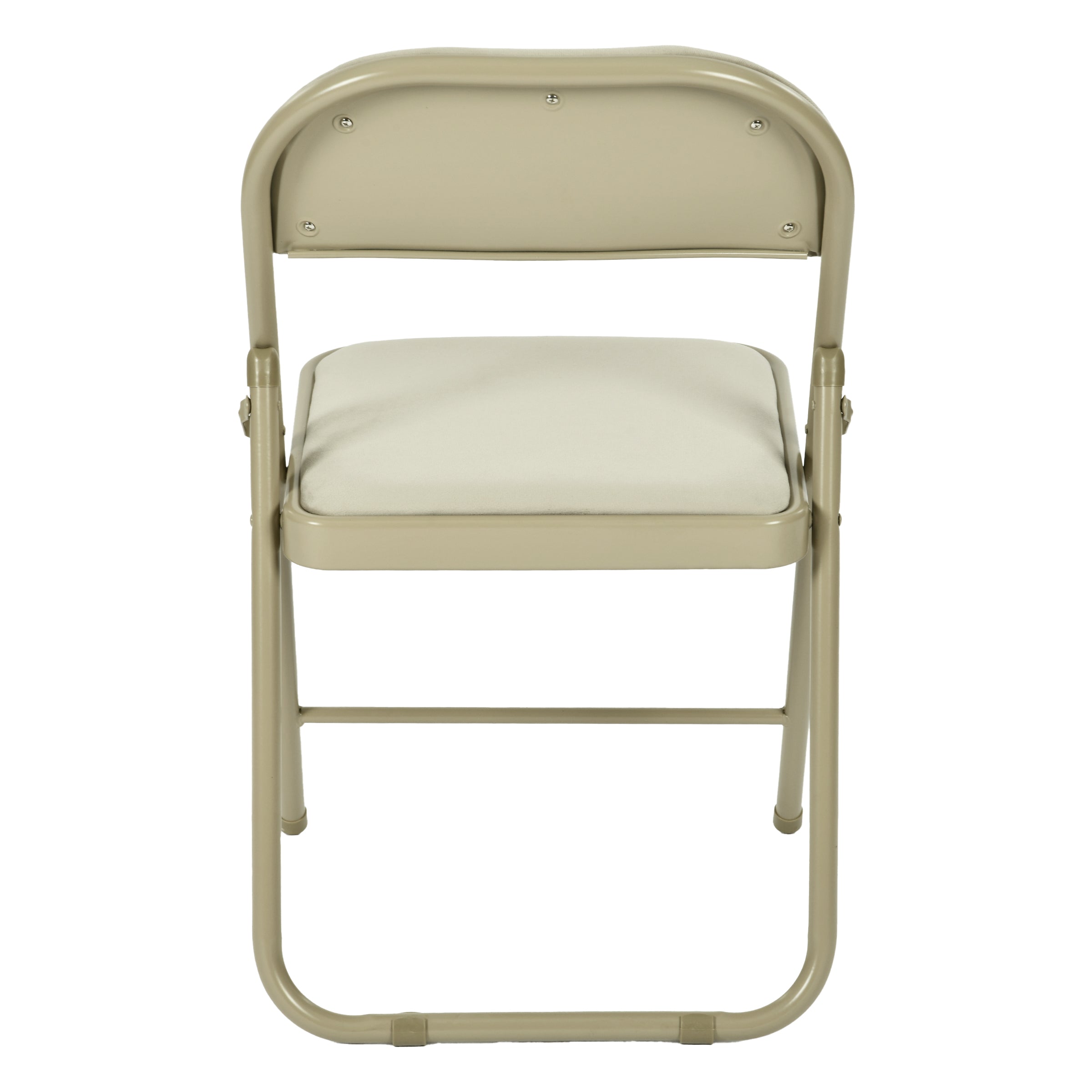 Modern Velvet Folding Chair, Metal Frame - FAIR VELVET BEIGE