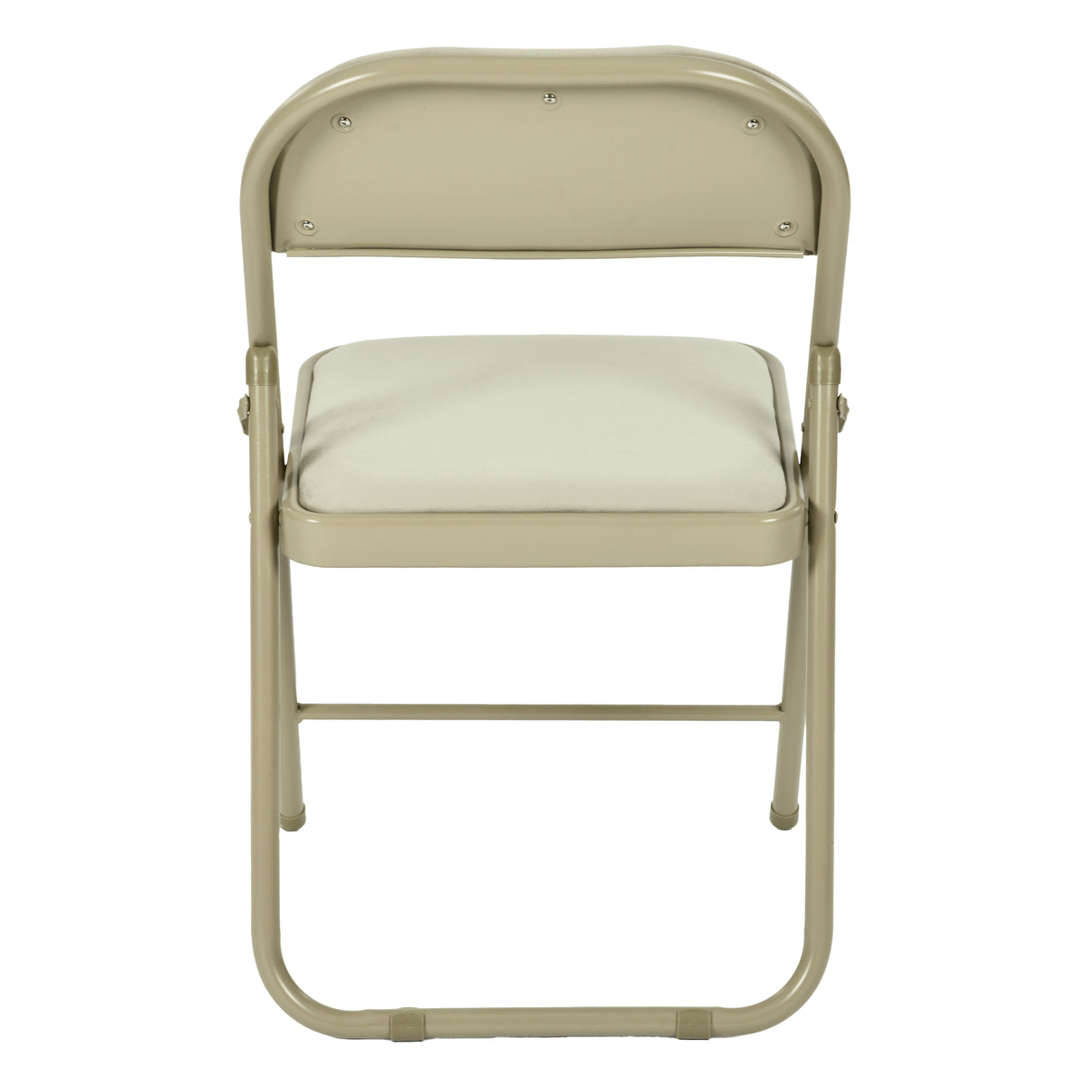 Modern Velvet Folding Chair, Metal Frame - FAIR VELVET BEIGE