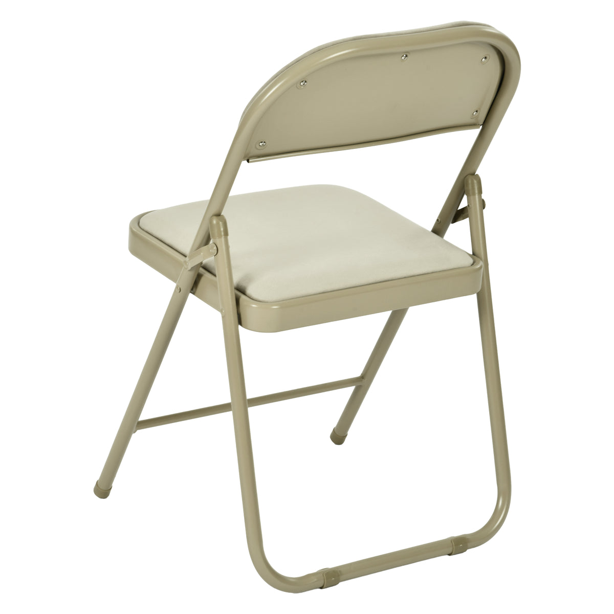 Modern Velvet Folding Chair, Metal Frame - FAIR VELVET BEIGE