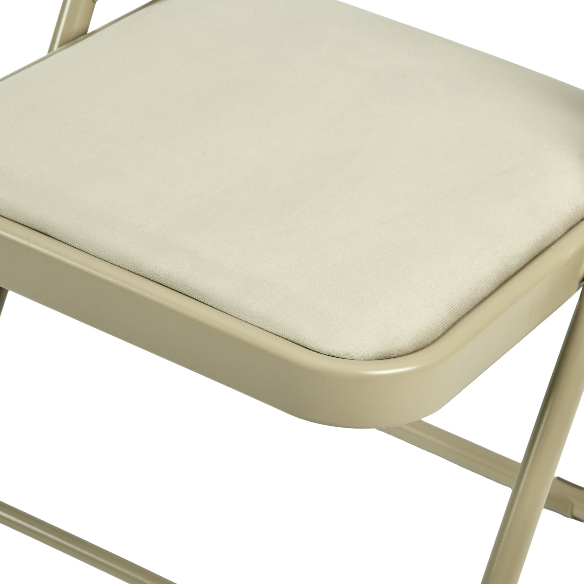 Modern Velvet Folding Chair, Metal Frame - FAIR VELVET BEIGE