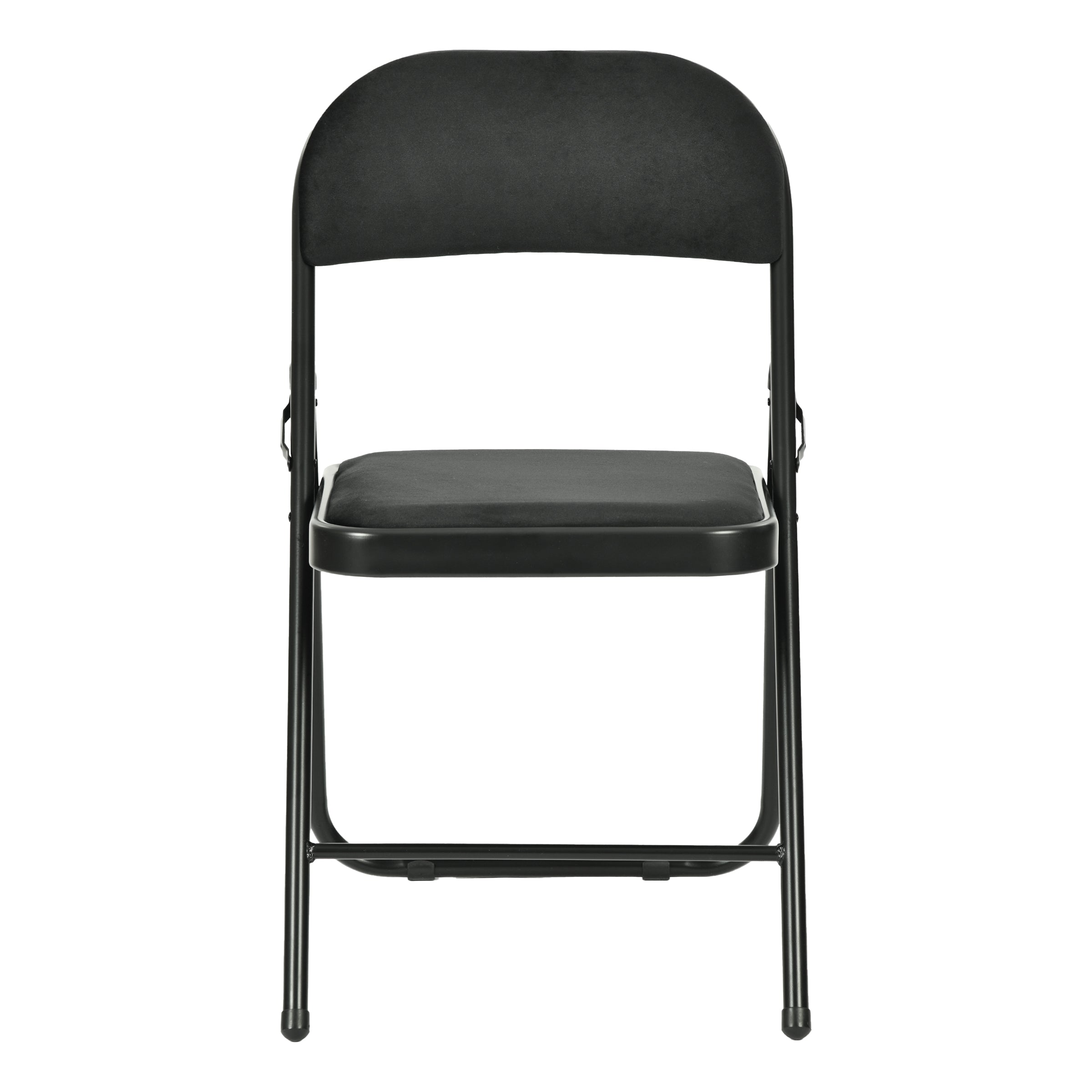 Modern Velvet Folding Chair, Metal Frame - FAIR VELVET BLACK 6PCS