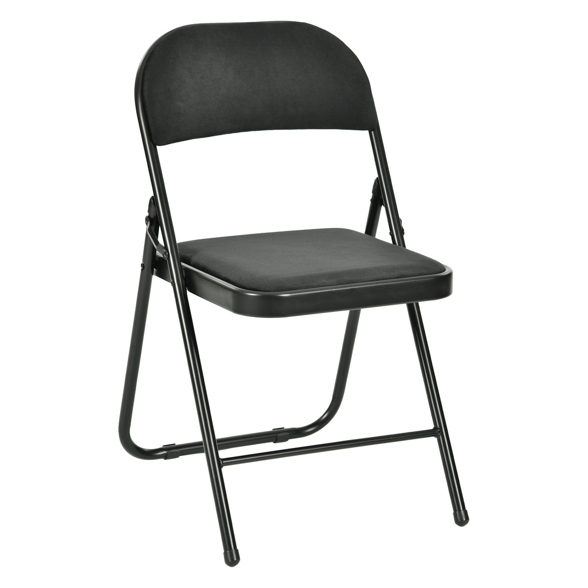 Modern Velvet Folding Chair, Metal Frame - FAIR VELVET BLACK 6PCS