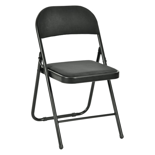 Modern Velvet Folding Chair, Metal Frame - FAIR VELVET BLACK 6PCS