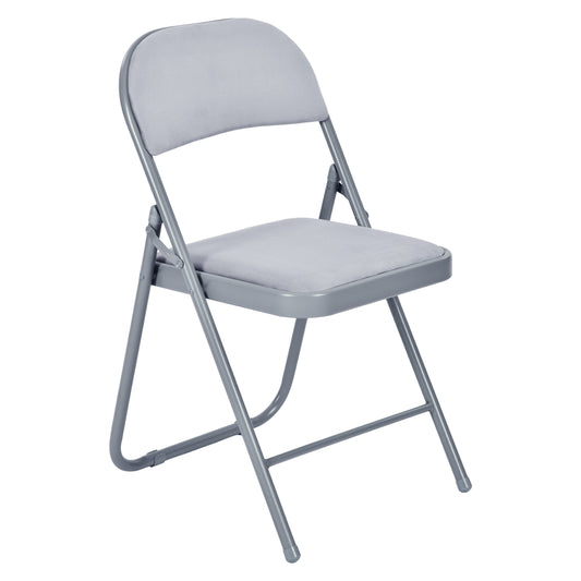 Modern Velvet Folding Chair Set, Light Grey - FAIR VELVET LIGHT GREY 6PCS