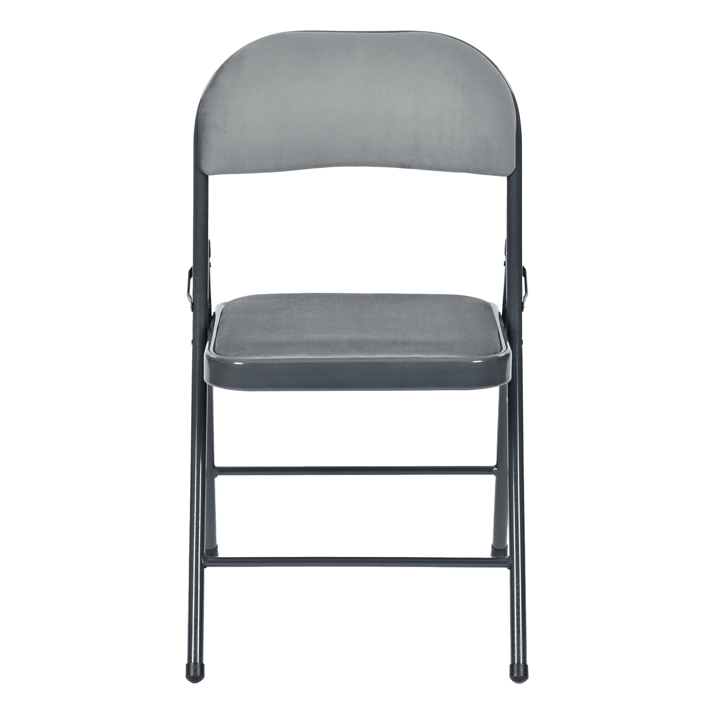 Modern Velvet Folding Chair, Steel Frame - FAIR VELVET GREY