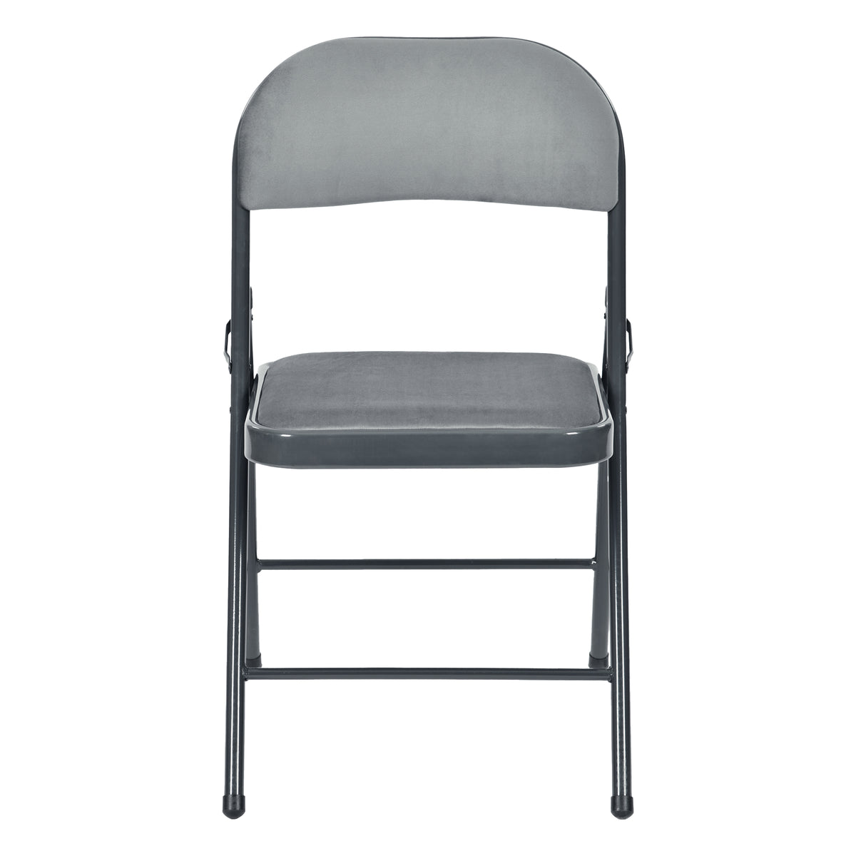 Modern Velvet Folding Chair, Steel Frame - FAIR VELVET GREY
