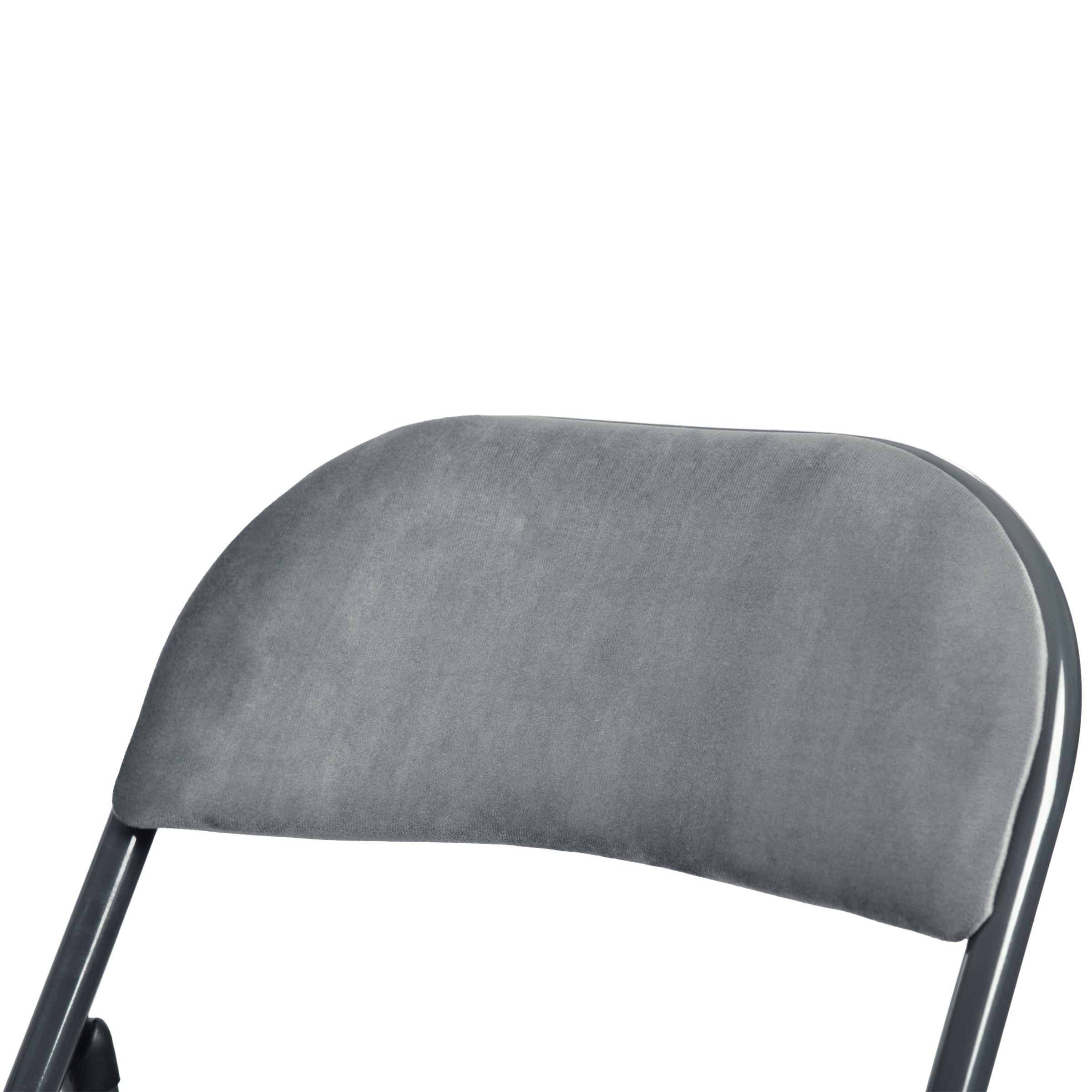 Modern Velvet Folding Chair, Steel Frame - FAIR VELVET GREY