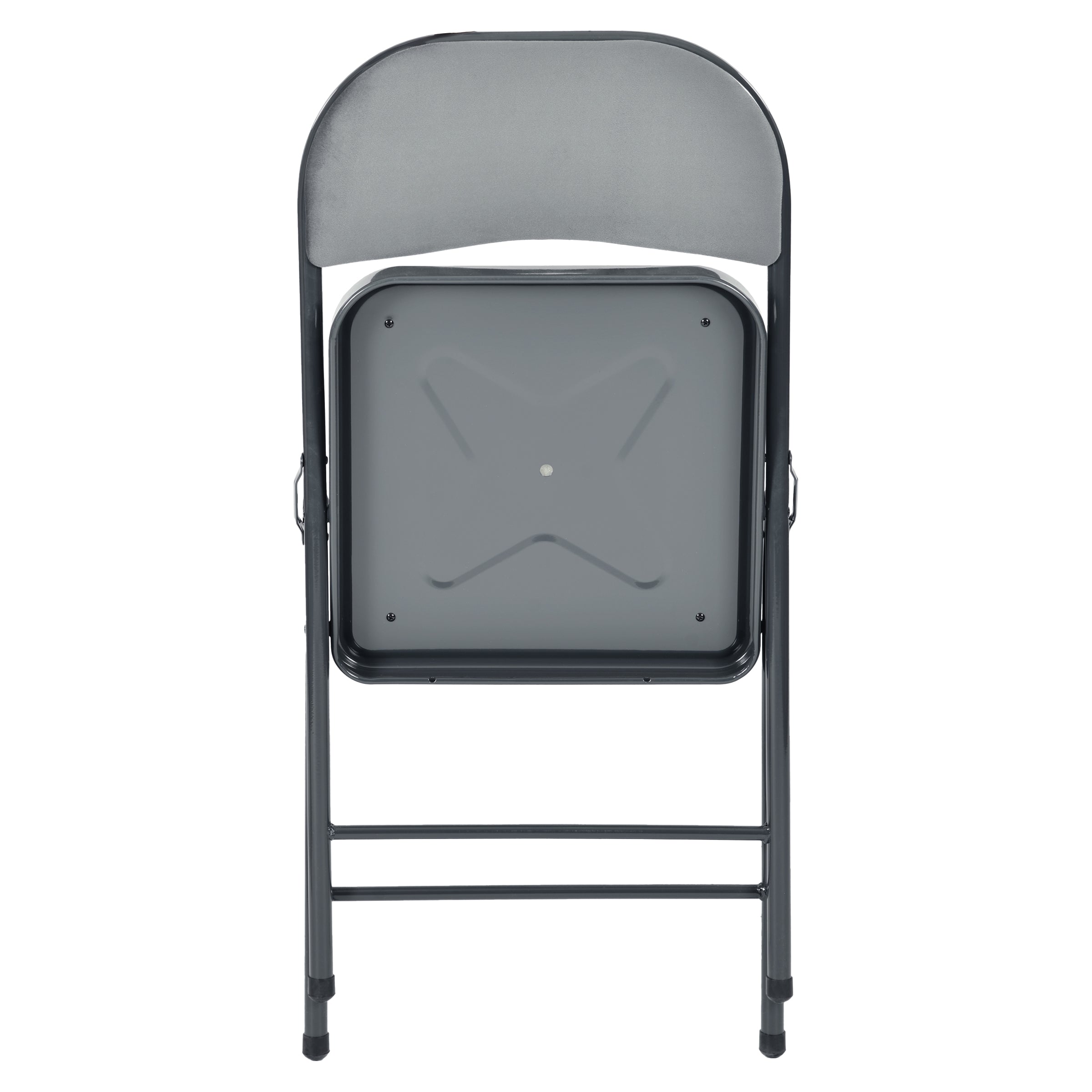 Modern Velvet Folding Chair, Steel Frame - FAIR VELVET GREY