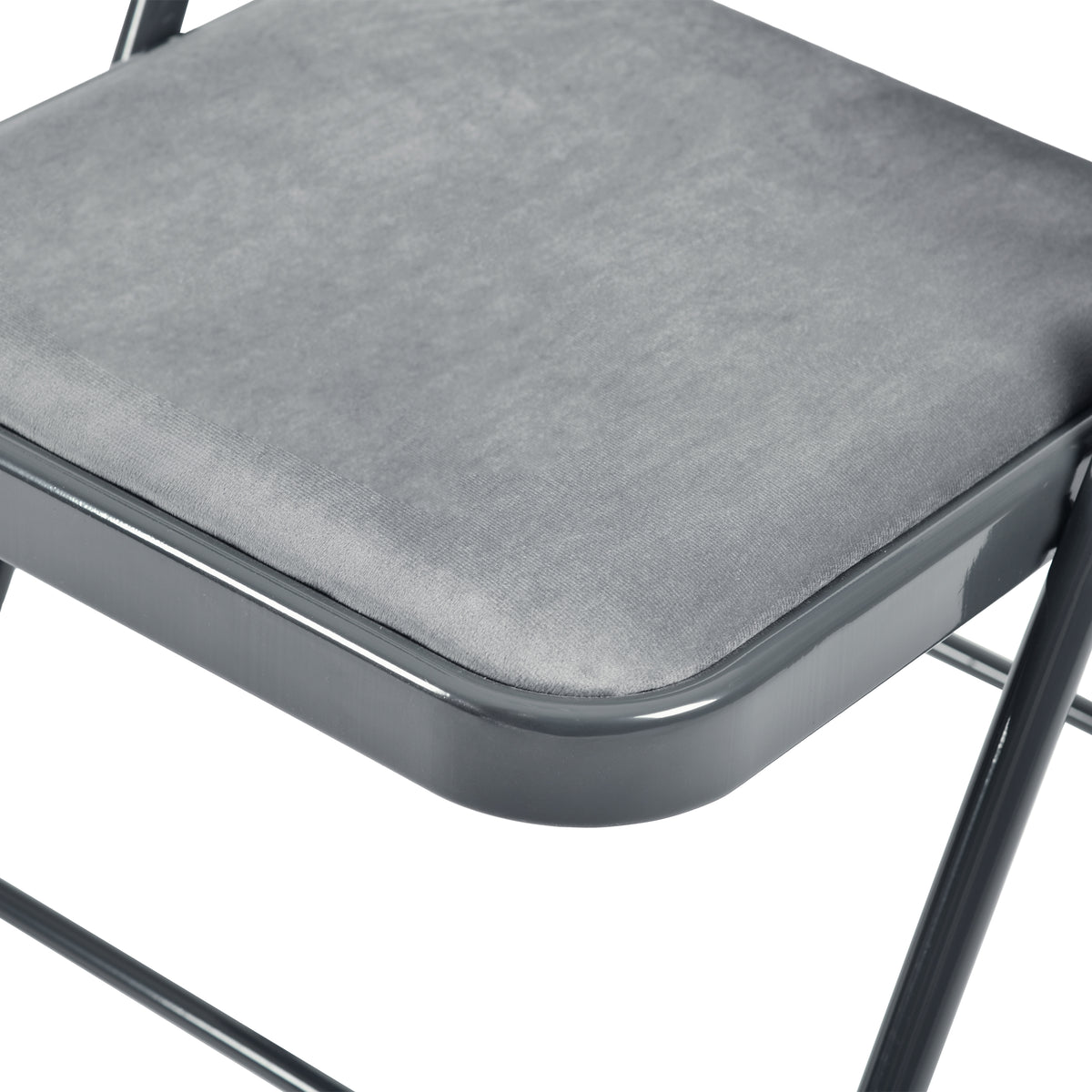 Modern Velvet Folding Chair, Steel Frame - FAIR VELVET GREY